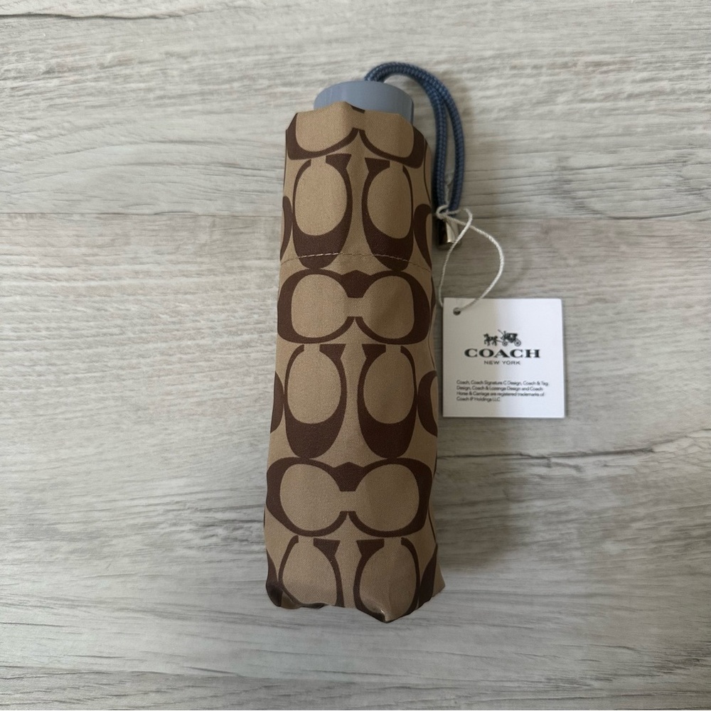 Coach Signature Mini Khaki/Steel Blue Umbrella